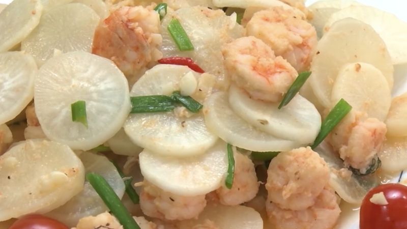 Củ cải đỏ xào tôm